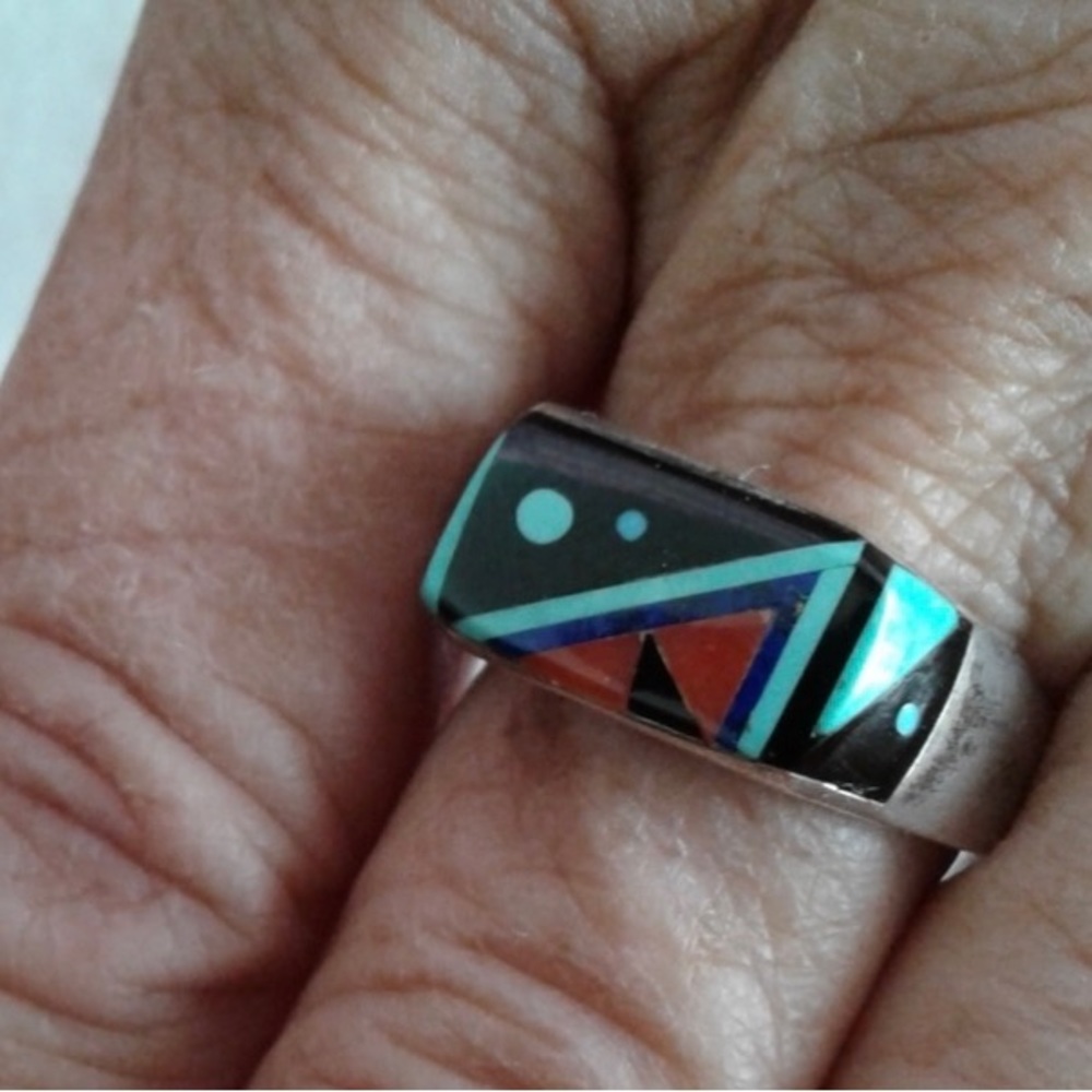 Vintage Native American Zuni Multistone Ring - Picture 1 of 11